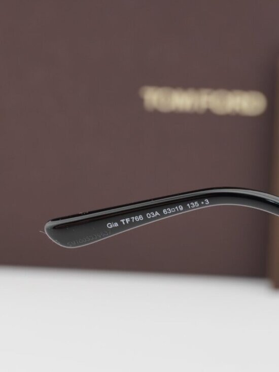 Tom Ford Gia FT0766 03A Butterfly Sunglasses - Black & Gold / Grey